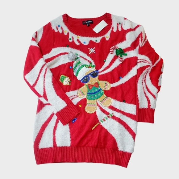 Women's Gingerbread Holiday Graphic Sweater Red Size XL NWT - Picture 3 of 4